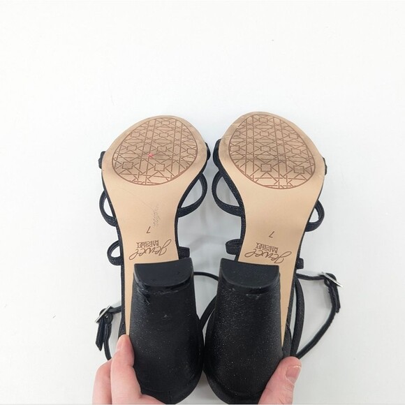 Badgley Mischka Black Glitter Sparkle Strappy High Heel Sandals Size 7 - Picture 6 of 6